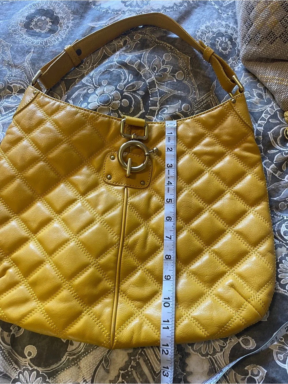 J. Crew Avery Quilted Leather Hobo w Gold Ring Detail